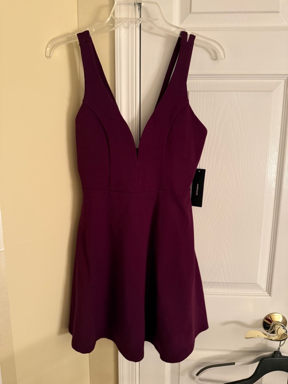 Lulu's Plum A-Line Plunge Mini Dress